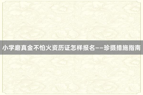 小学磨真金不怕火资历证怎样报名——珍摄措施指南
